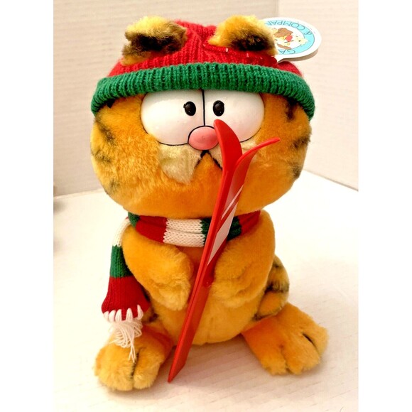 Vintage Dakin GARFIELD Plush 1981 Cat Skier Skiing Winter Stuffed Animal Toy - Picture 1 of 11
